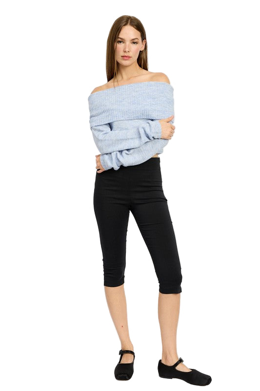 EMORY PARK OFF SHOULDER FOLD OVER TOP - LT Blue - Front Full View