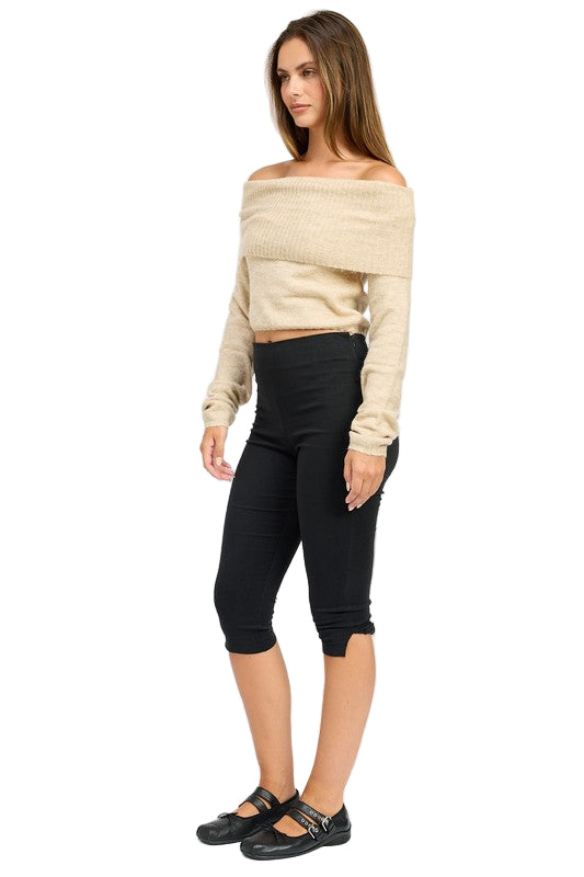 EMORY PARK OFF SHOULDER FOLD OVER TOP - Natural - Side Full View