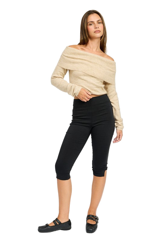EMORY PARK OFF SHOULDER FOLD OVER TOP - Natural - Front Full View
