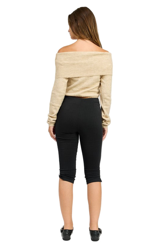 EMORY PARK OFF SHOULDER FOLD OVER TOP - Natural - Back Full View