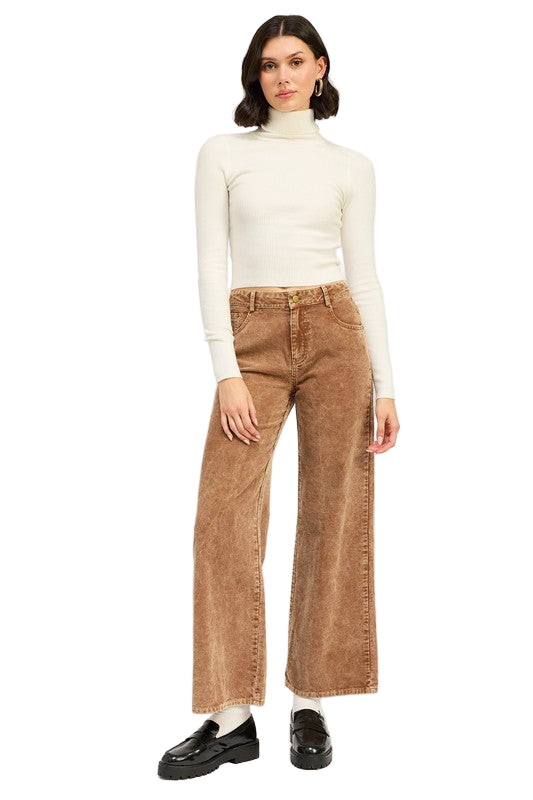 EMORY PARK DISTRESSED CORDUROY PANTS - Sepia - Front Full View