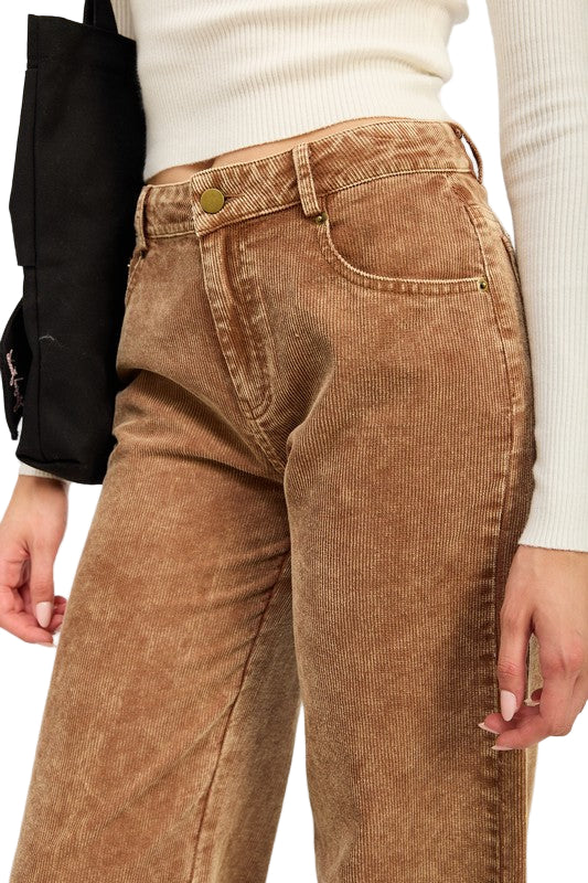EMORY PARK DISTRESSED CORDUROY PANTS - Sepia - Rear View