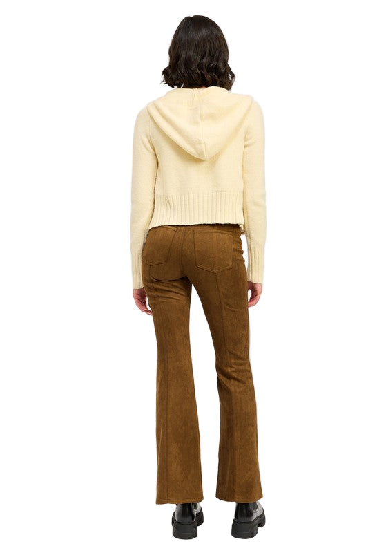 EMORY PARK LACE UP SUEDED FLARED PANTS - Brown - Back Full View