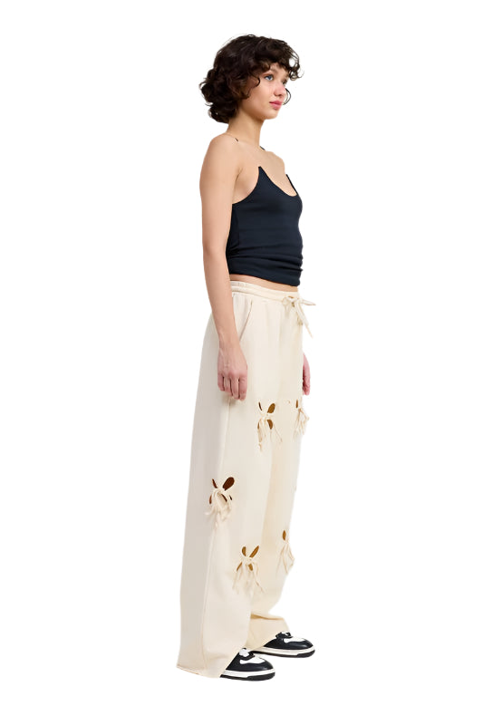 Emory Park FRENCH TERRY PANTS - Ivory - Side Full View2
