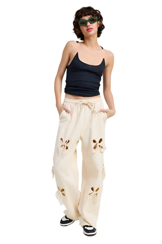 Emory Park FRENCH TERRY PANTS - Ivory - Front Full View