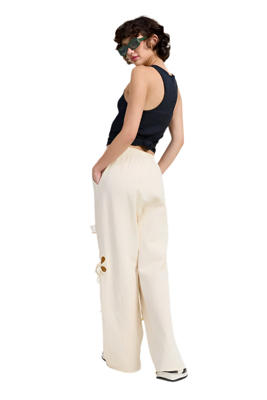 Emory Park FRENCH TERRY PANTS - Ivory - Back Full View