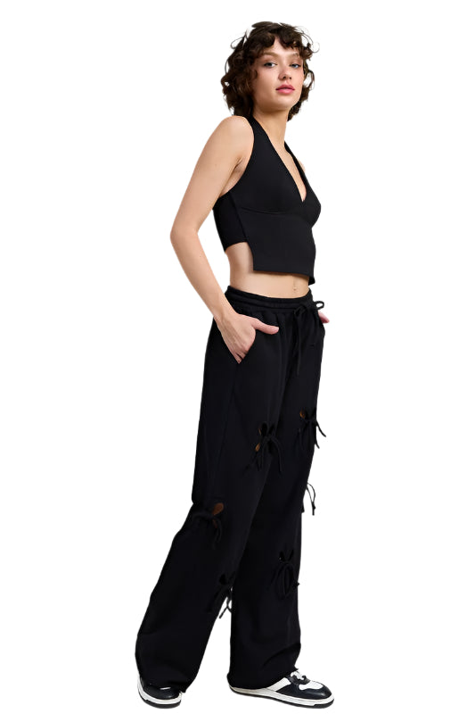 Emory Park FRENCH TERRY PANTS - Black - Side Full View