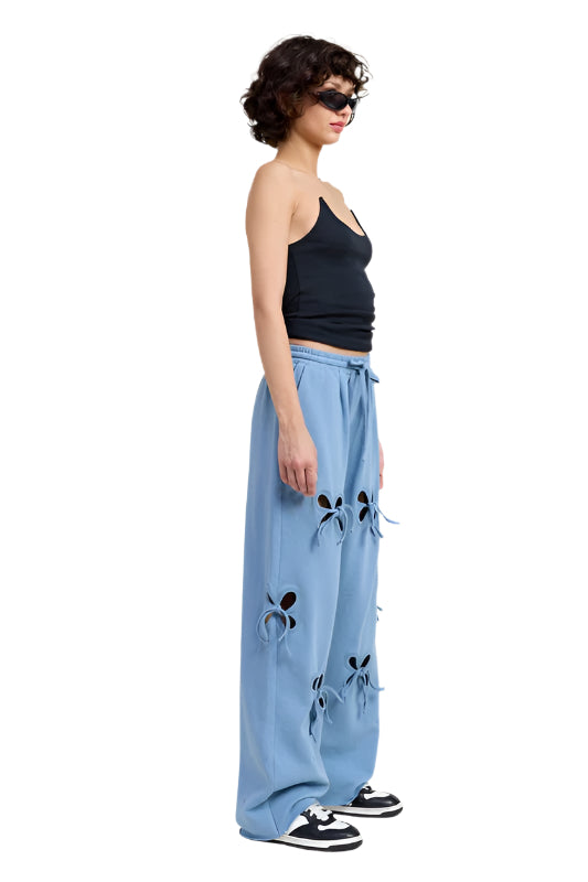 Emory Park FRENCH TERRY PANTS - Dusty Blue - Side Full View