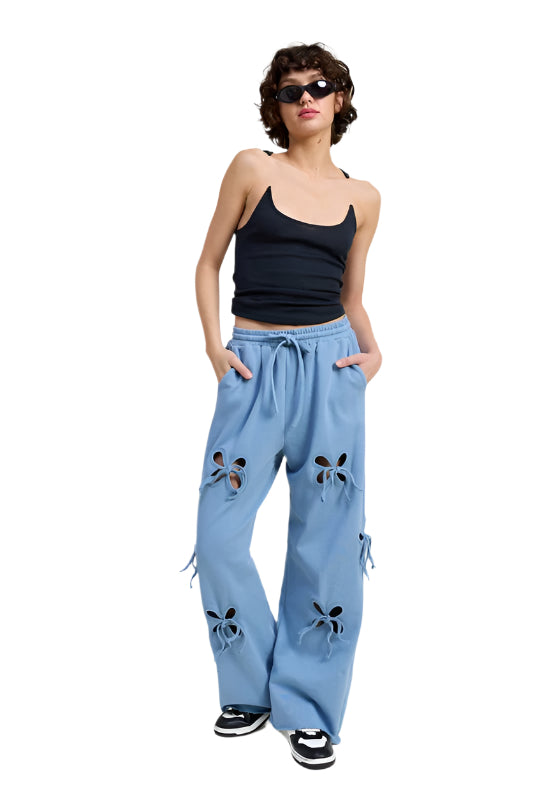 Emory Park FRENCH TERRY PANTS - Dusty Blue - Front Full View