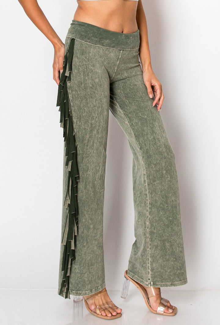 T-Party Fold Down FRINGE Sides Mineral Washed Yoga Pants CJ71397