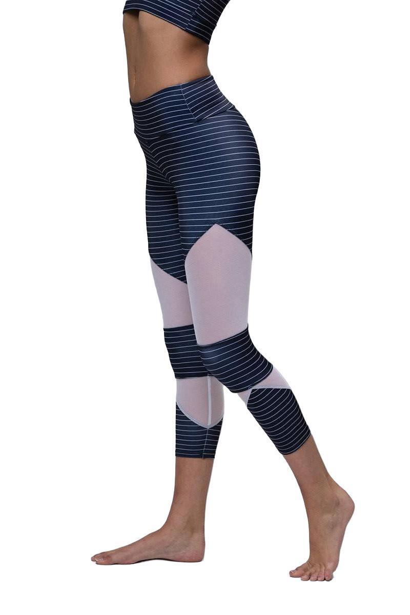 Onzie Hot Yoga Cut Out Capri 270 - Stripe - Side View