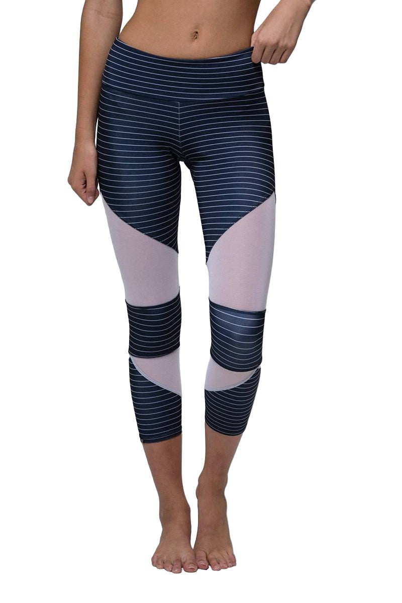 Onzie Hot Yoga Cut Out Capri 270 - Stripe - Front View2