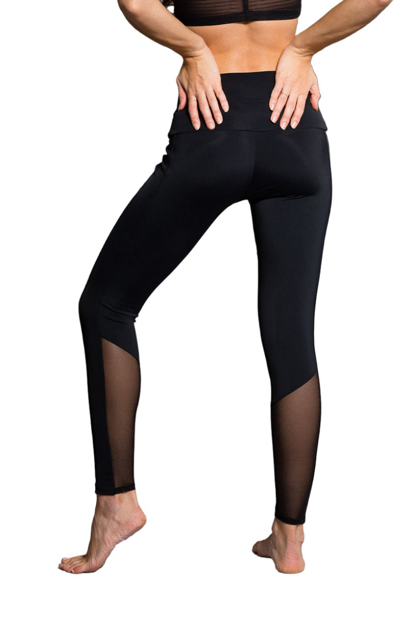 Onzie Hot Yoga Fierce Legging 294 - Black Line Stripe - Back View