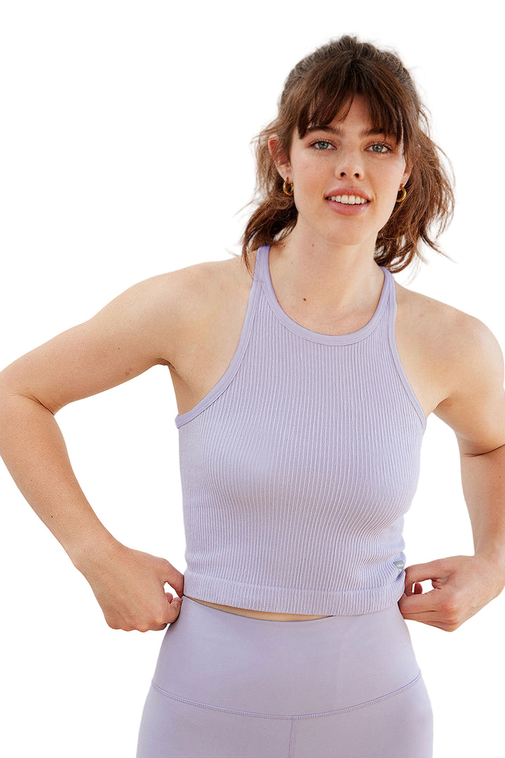 Cream Yoga Claire tank top- Lavender - Front View