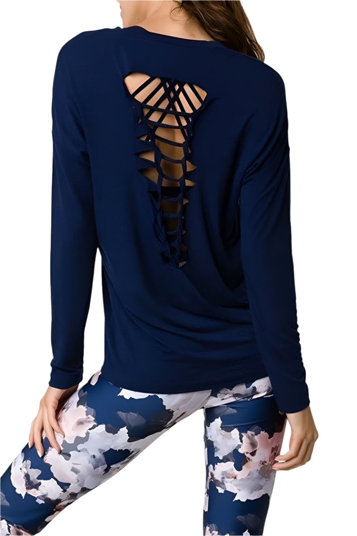 Onzie Hot Yoga Braid Back Top - Thunder - Back View