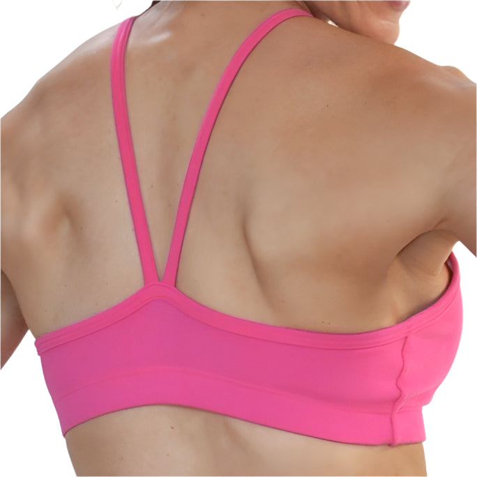 One Step Ahead Cotton V front Cami Bra - Fuschia - Back View