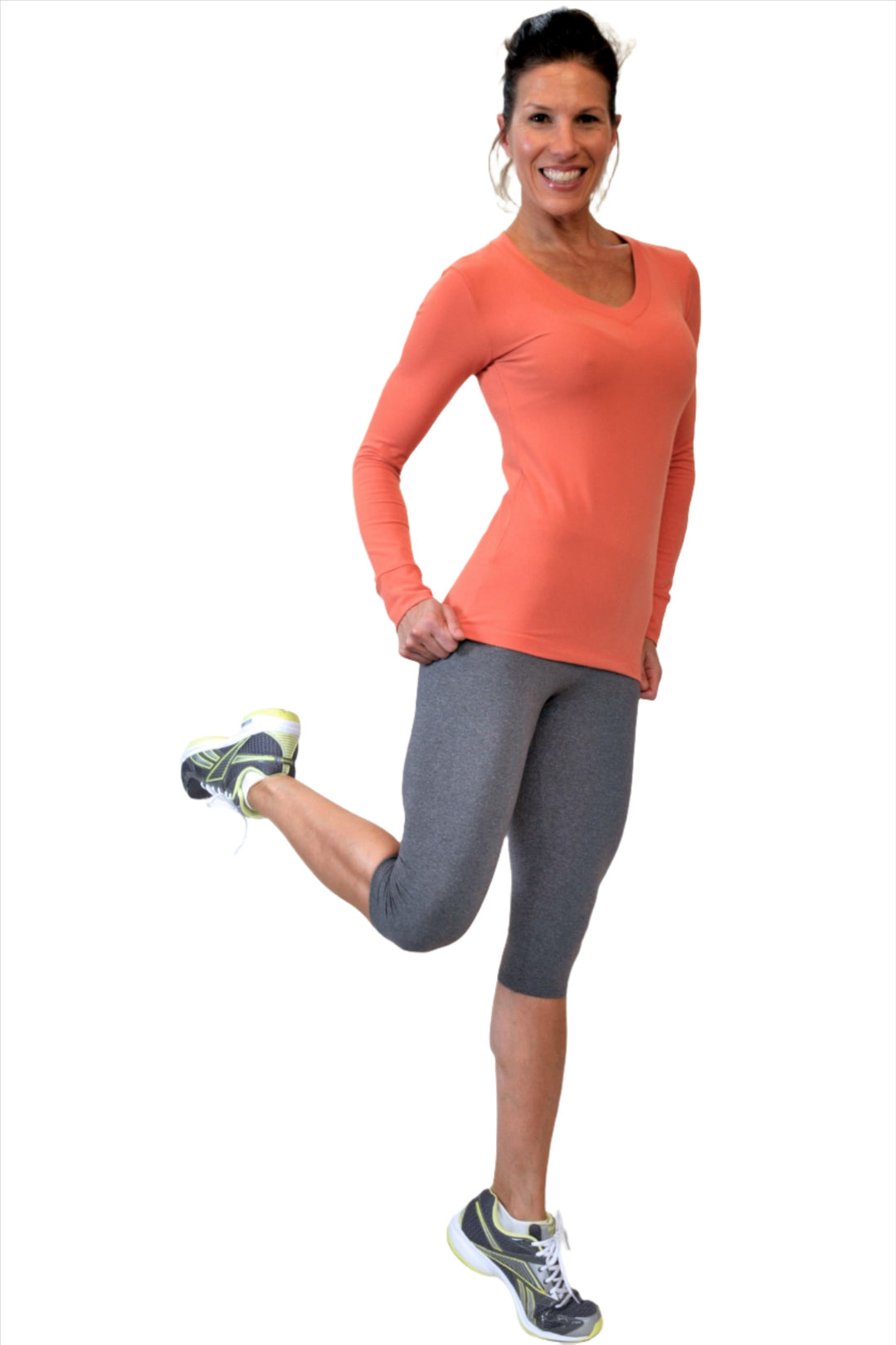 One Step Ahead Brushed Supplex V Neck Long Sleeve Top