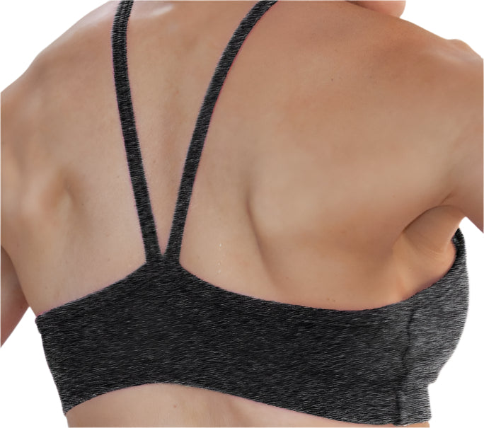 One Step Ahead Cotton V front Cami Bra - Heather Charcoal - Back View