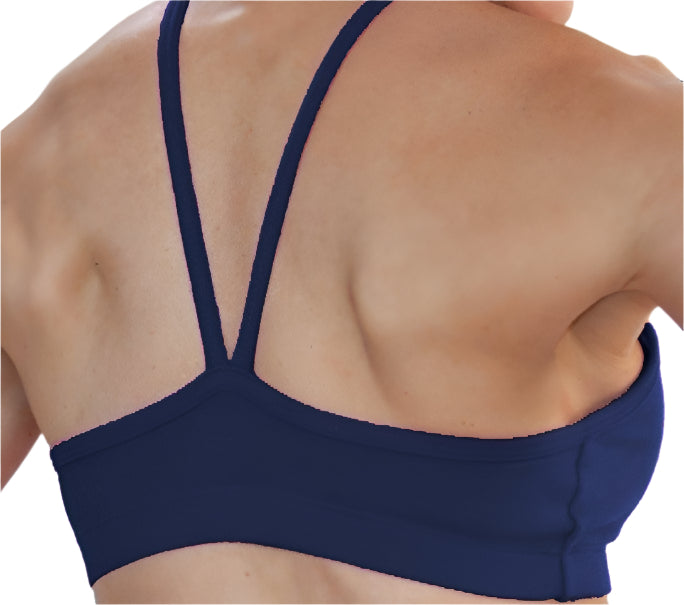 One Step Ahead Cotton V front Cami Bra - Navy - Back View
