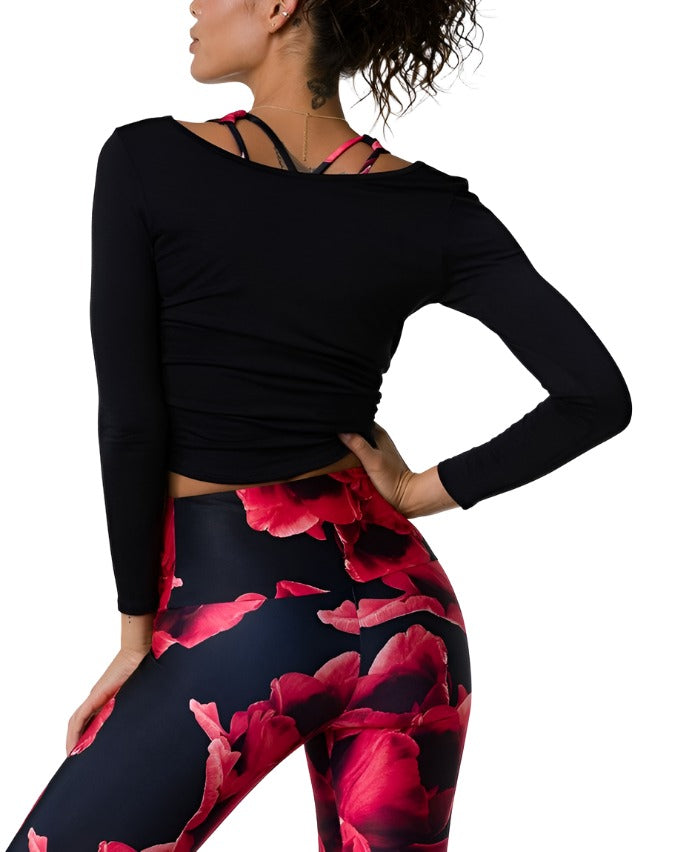 Onzie Long Sleeve Knot Top 3705 - Black - Back View