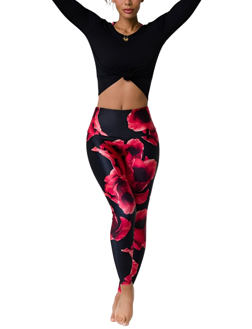 Onzie Long Sleeve Knot Top 3705 - Black - Front Full View