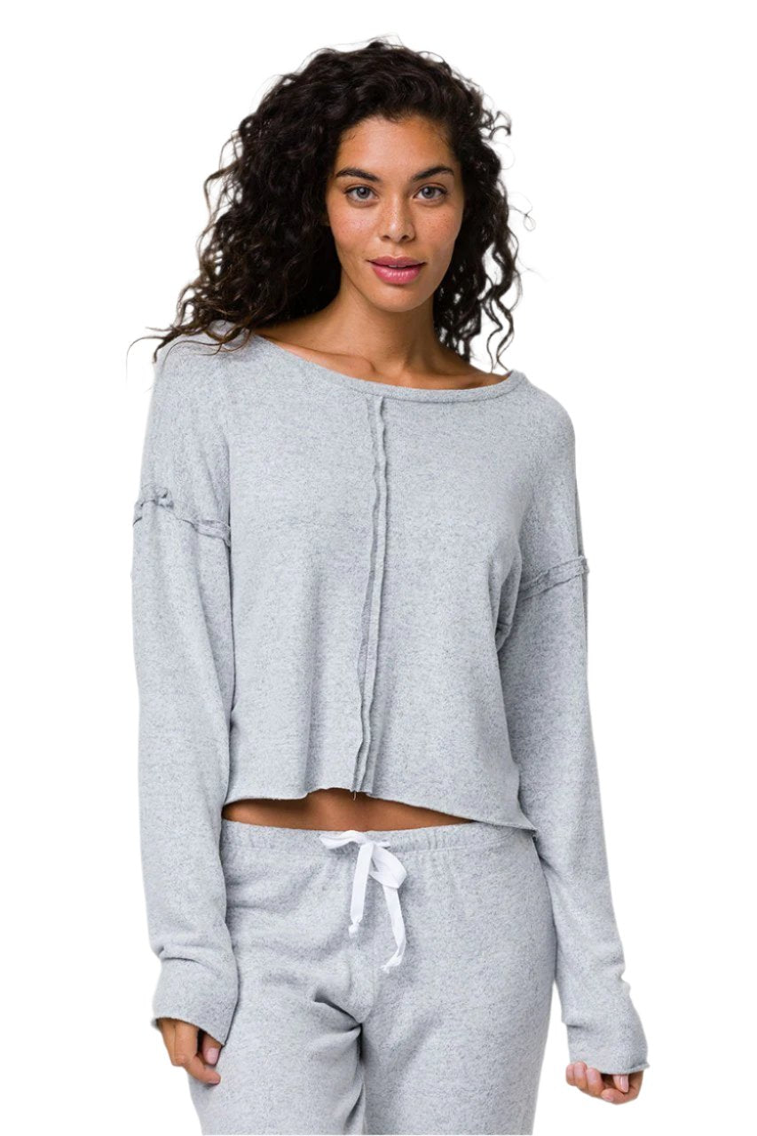 Onzie Flow Weekend Pullover - Heather Grey - Front View