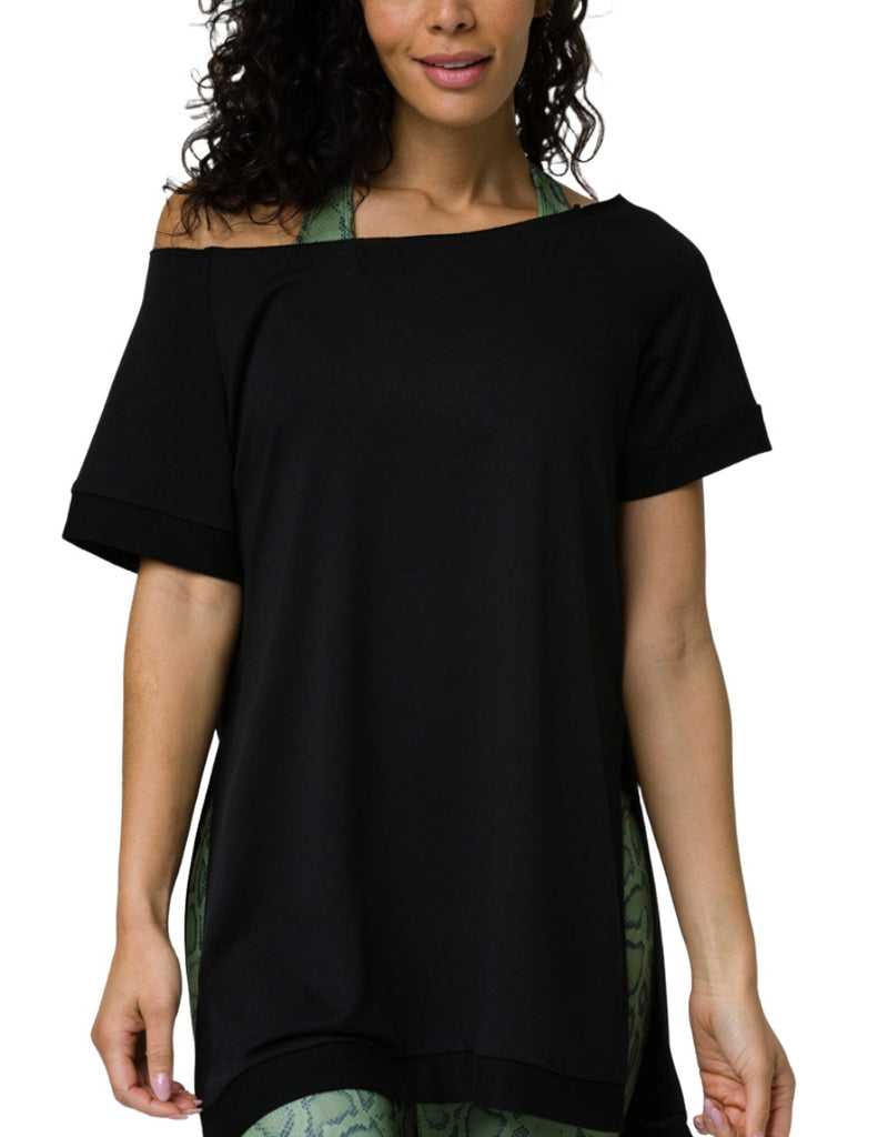 Onzie Flow Yoga Split Sweatshirt 3745 - Black - Front View