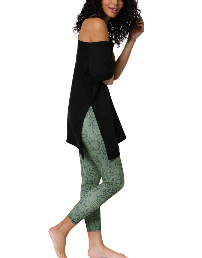 Onzie Flow Yoga Split Sweatshirt 3745 - Black - Full Side View