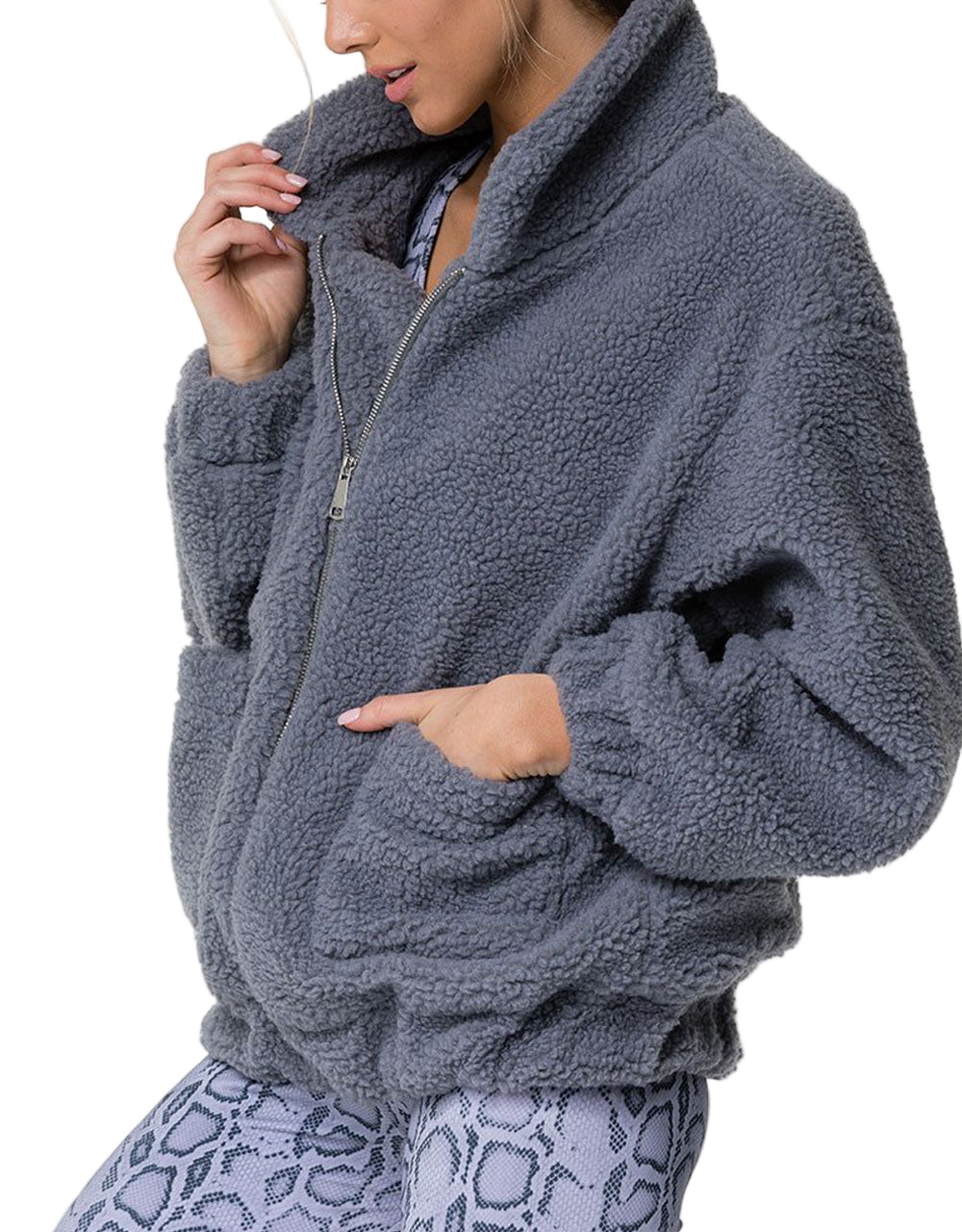 Onzie Teddy Jacket - Jean - Side View