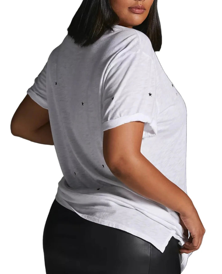TLA Rear view white tee v neck with stars