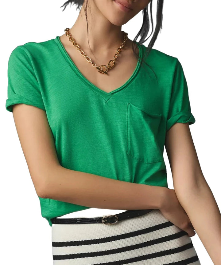 TLA Kelly Green V Neck Tee