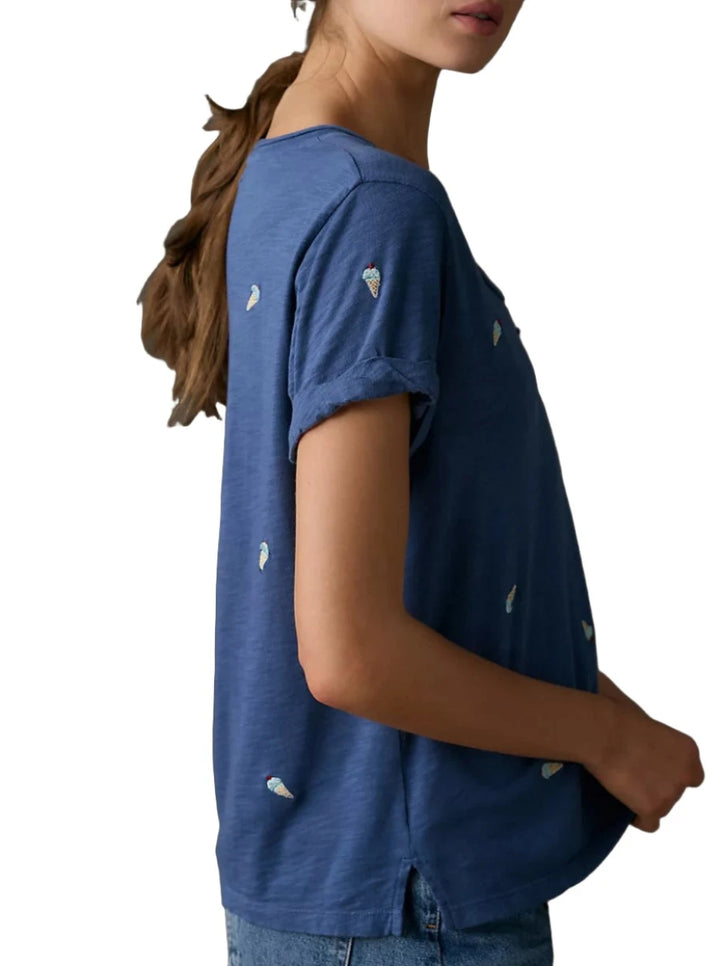Ice Cream Cones Tee Side View Blue Tee