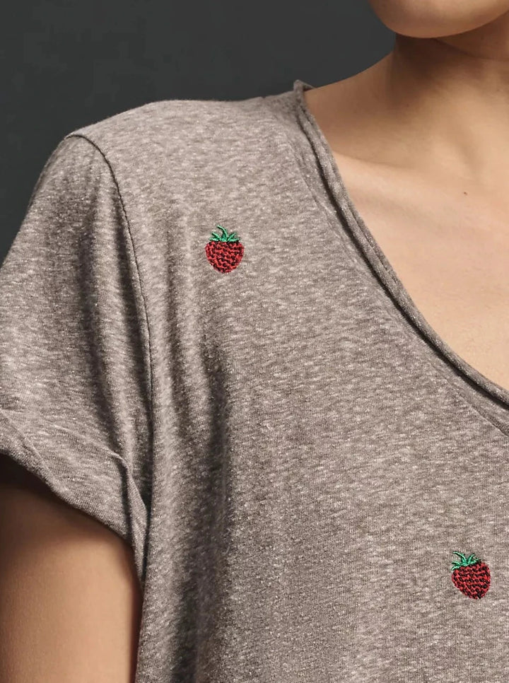 TLA V neck Pocket Tee with Strawberries