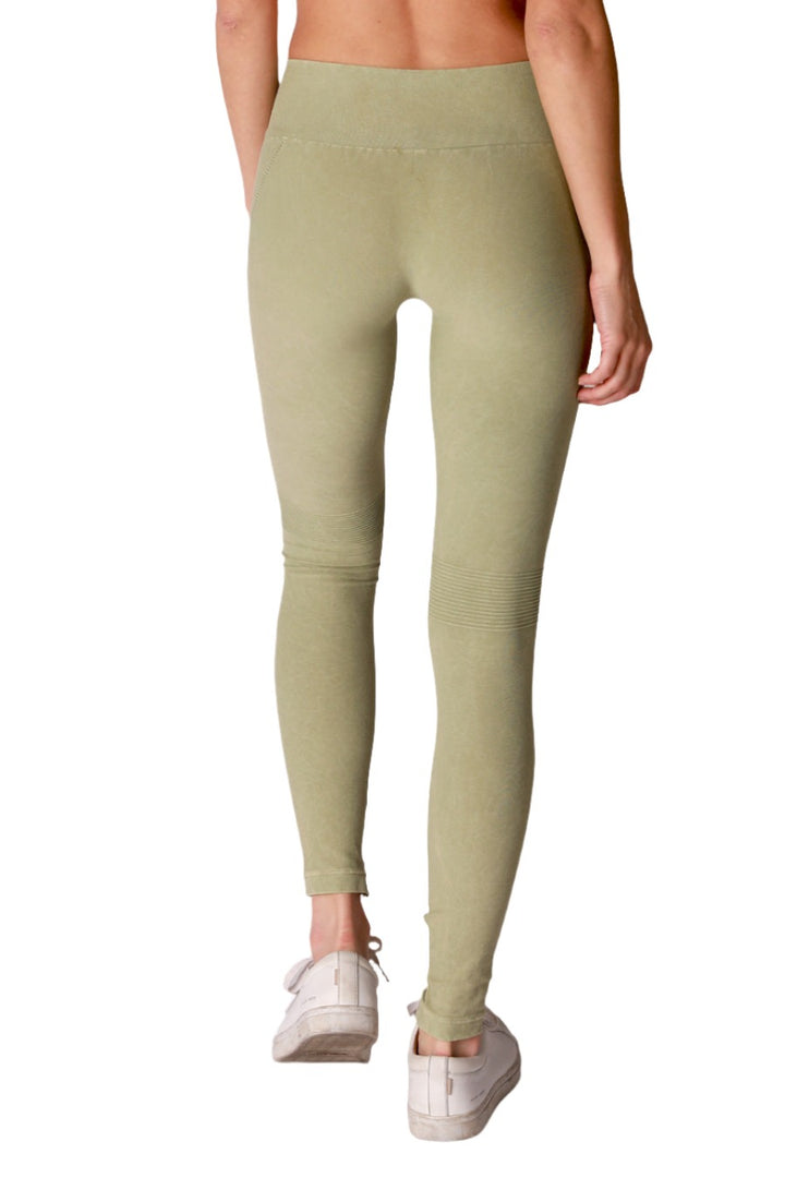 NikiBiki Vintage Moto Long Legging - Vintage Green Tea - Back View