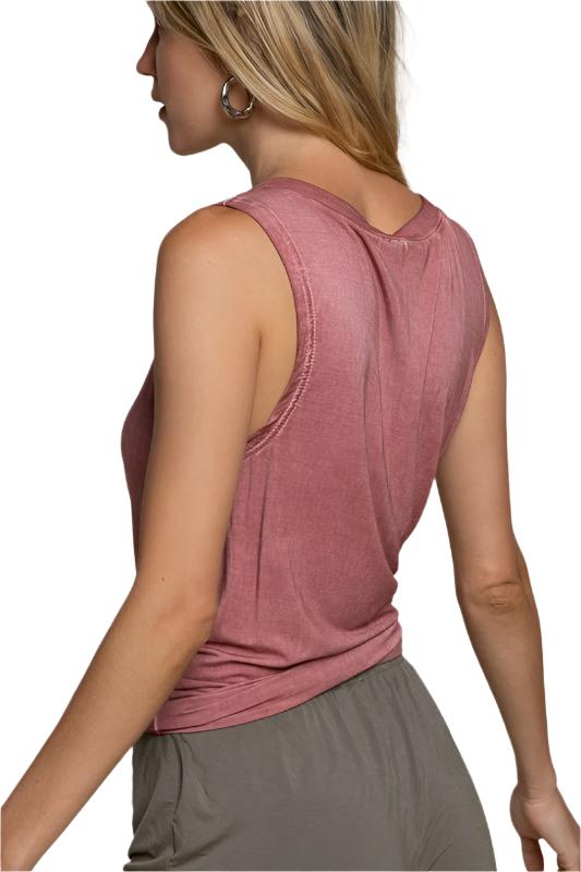 POL Not Your Typical Basic Knit Tank Top - Red Brick - Side View