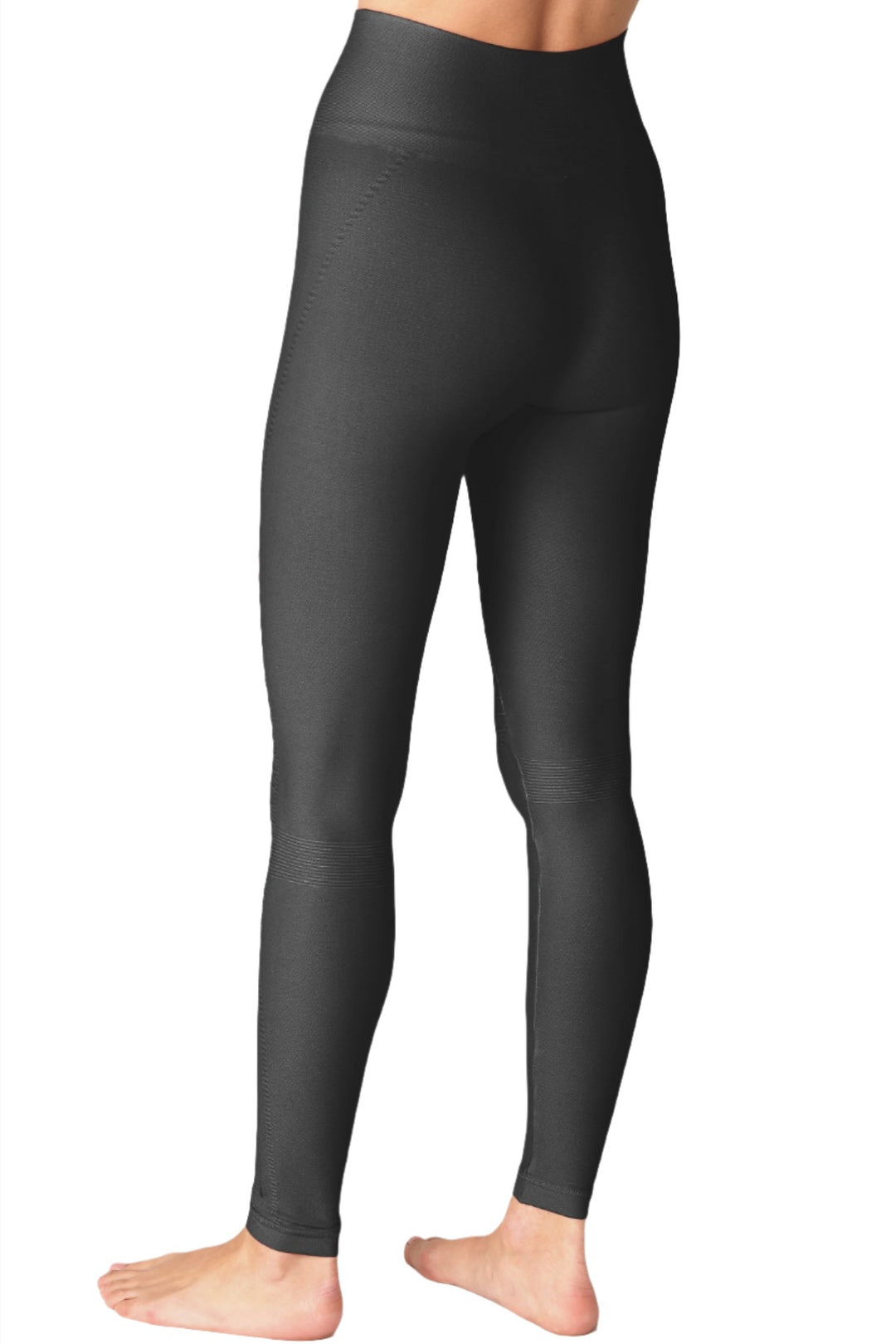 NikiBiki Seamless Leggings with Ribbed Panels - Vintage Black - Back Side View