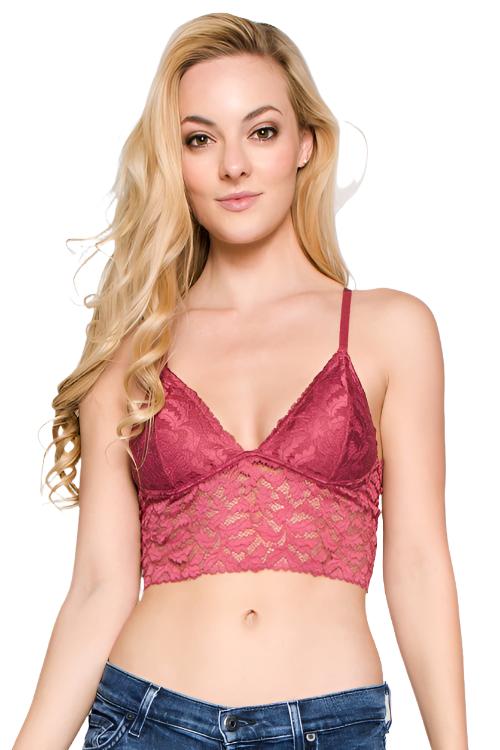 Anenome Longline Bra Top front view Rasberry