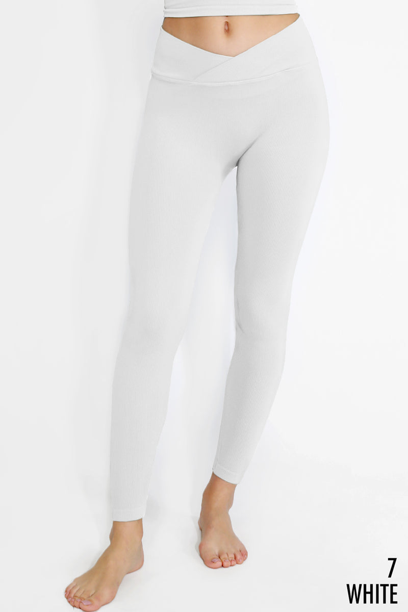 NikiBiki Ribbed Crossover Waistband Leggings NB8110