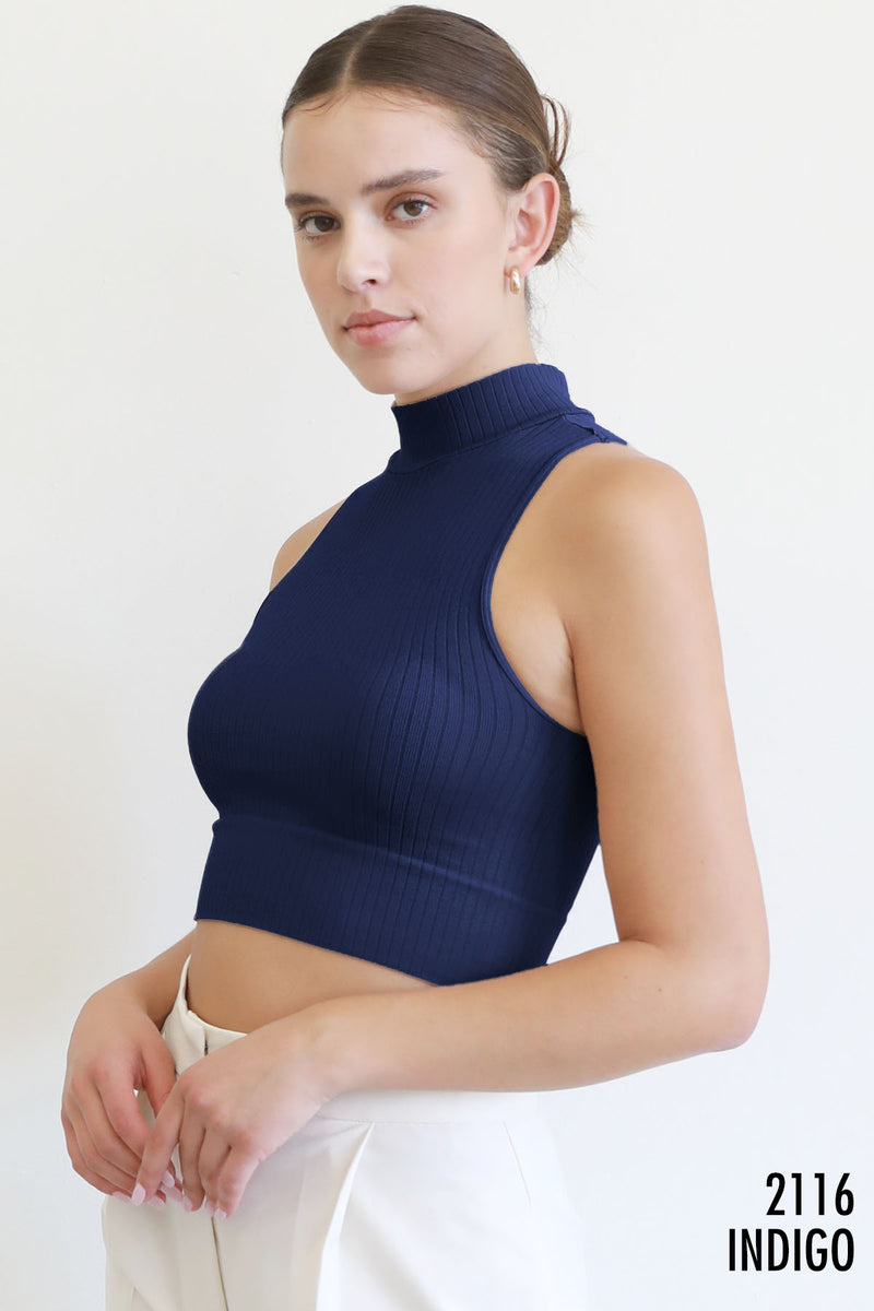 NikiBiki Ribbed Mock Neck Crop Top NS8178