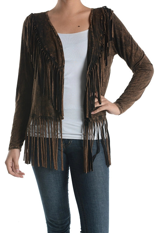 T-Party Crop Cowgirl Cardigan with Fringe VRS35584