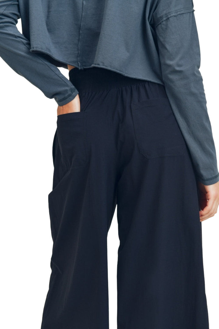 Mono B Culotte Pants With Elastic Waistband AP-A0671 and Plus - Black - Rear View