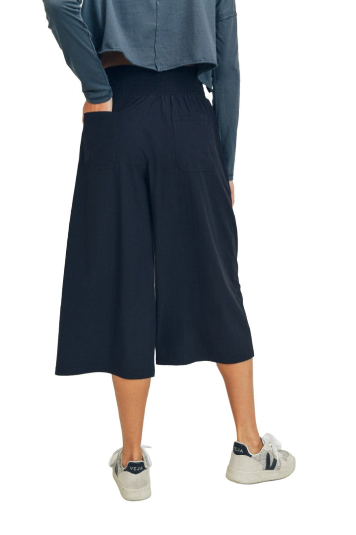 Mono B Culotte Pants With Elastic Waistband AP-A0671 and Plus - Black - Back View