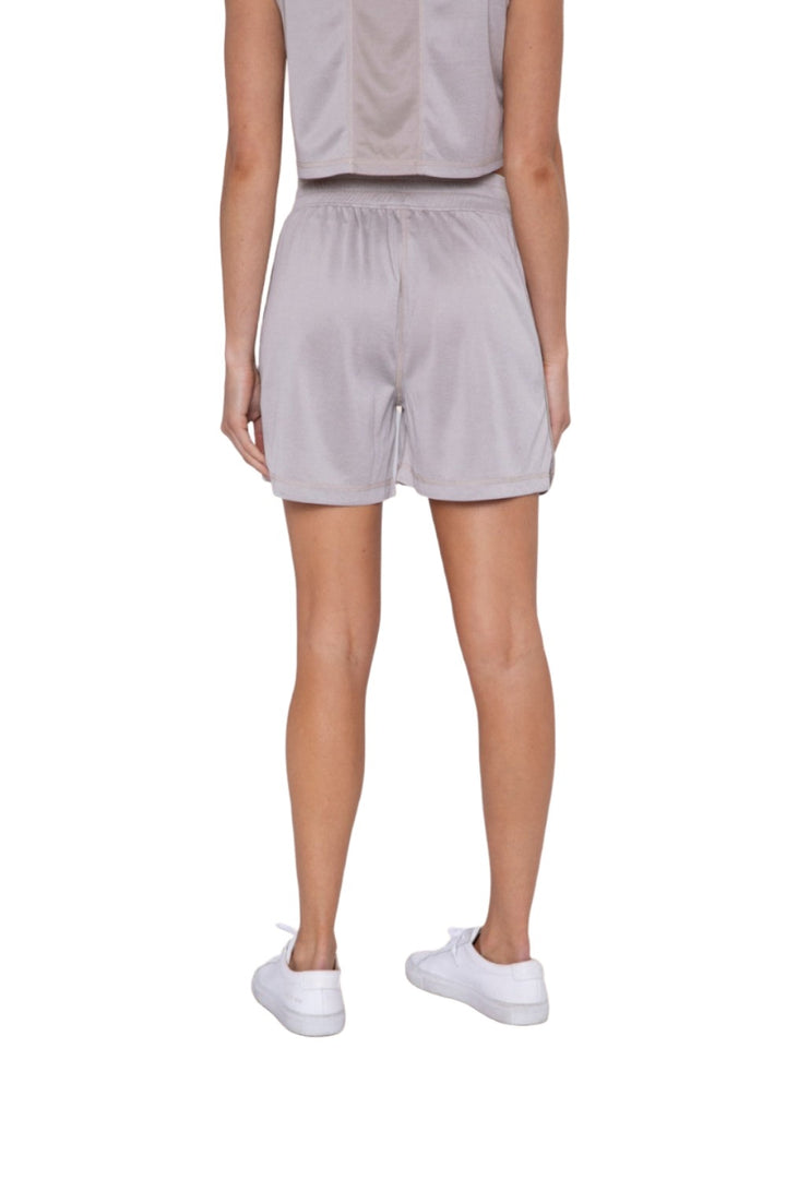 Mono B Micro-Perforated Active Shorts with Split Side Hem AP-B0384 - Cement - Back View