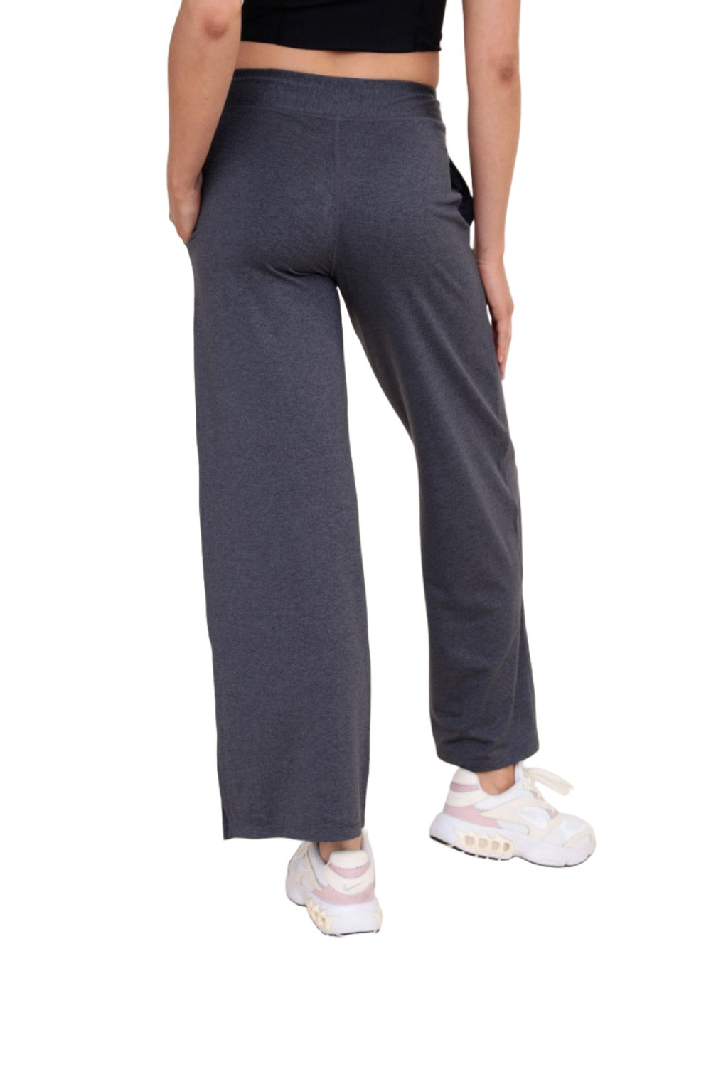 Mono B Mid-Rise Yoga Pants AP-B0558 - Heather Grey - Back View