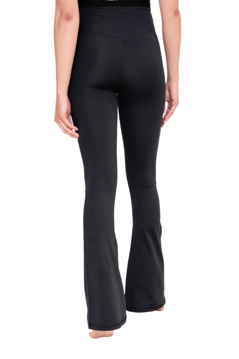 Mono B Venice Crossover Waist Yoga Pants AP-B0891 and Plus - Black - Back View