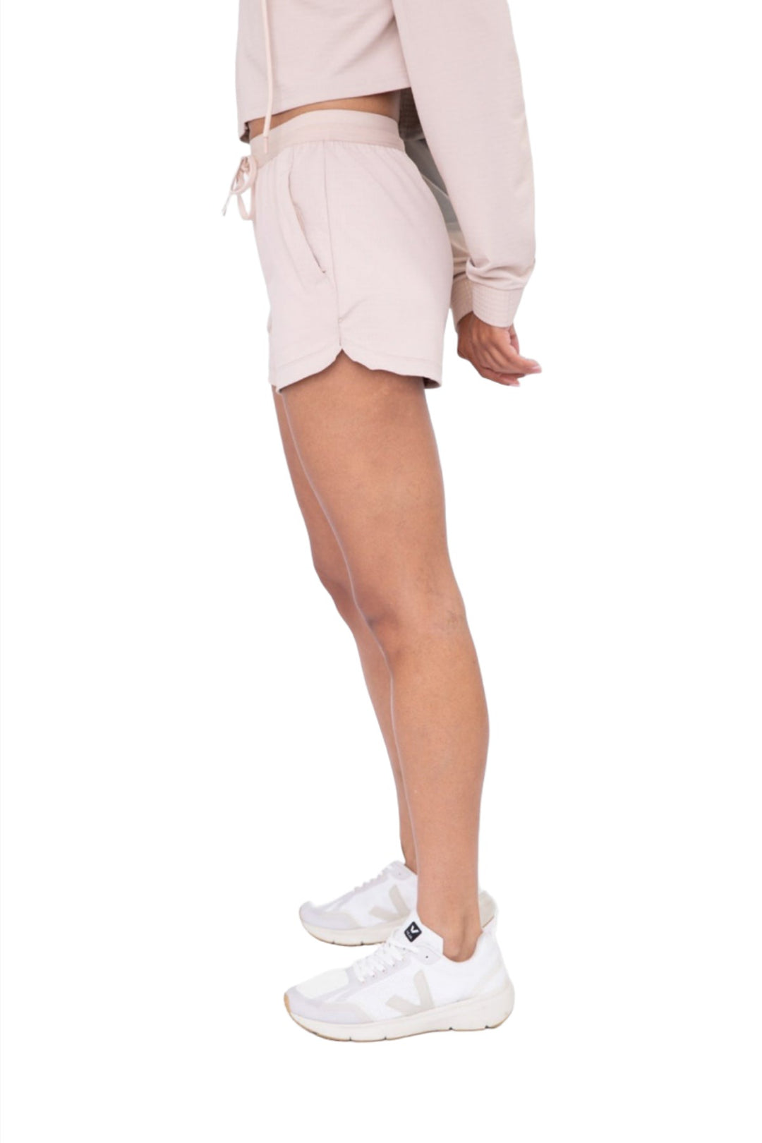 Mono B High-Waist Active Shorts AP-B1011 - Stone - Side View