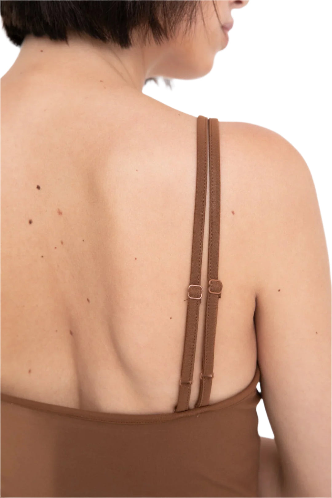 Mono B Sleeveless Full Length Unitard with Pockets - Cocoa Dust - Back Rear View