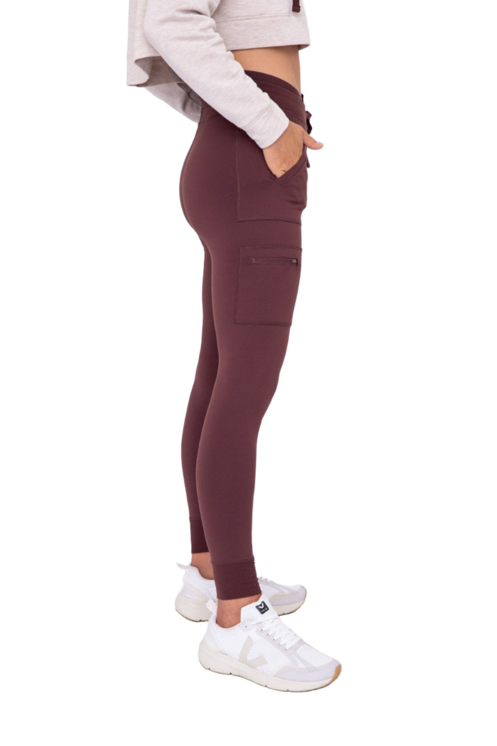 Mono B Fitted Cargo Pant AP1748 and Plus - Burgundy - Side View