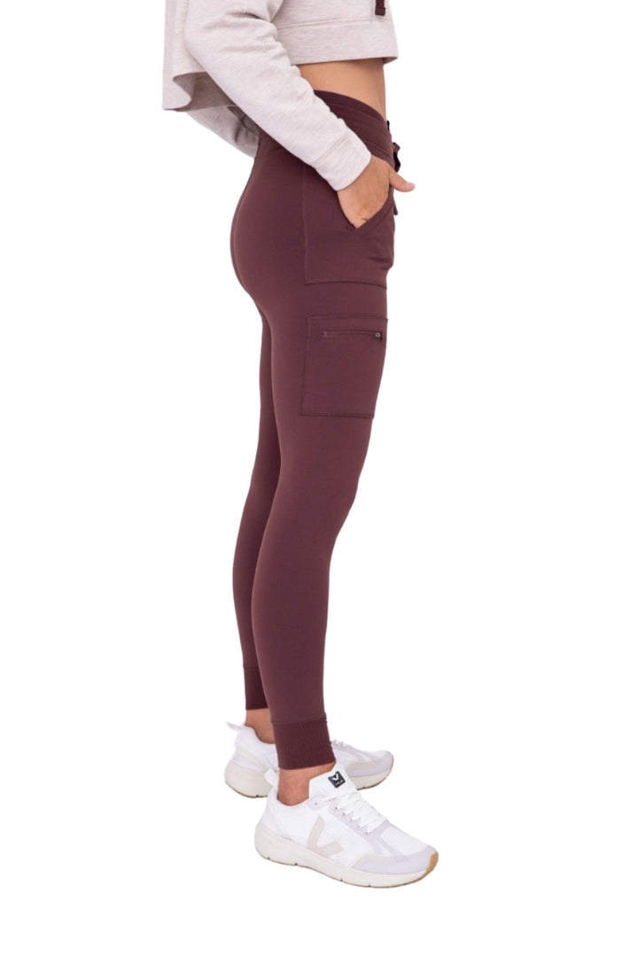 Mono B Fitted Cargo Pant AP1748 and Plus - Burgundy - Side View