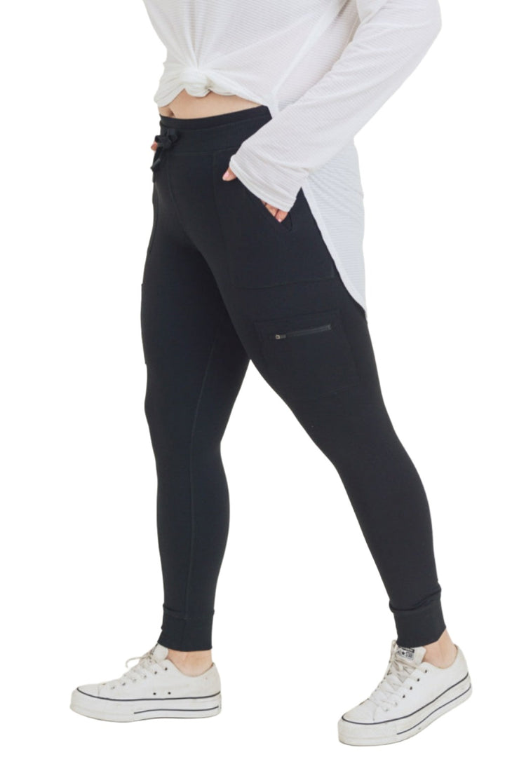 Mono B Fitted Cargo Pant AP1748 and Plus - Black - Side View